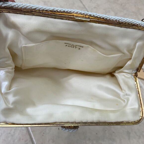Vintage White Beaded 1950's Purse made in France for foley’s - Picture 7 of 11